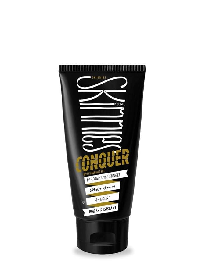 Skinnies 100ml SPF50+ CONQUER, Sungel Sun Cream, Broad Spectrum, Reef Safe, Water Resistant 4 hours