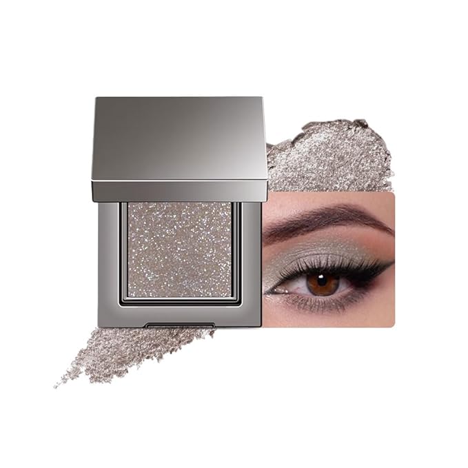 Matte Neutral Single Eye Shadow Palettes Eye Makeup, Taupe Glitter Cream Eyeshadow Palette Makeup, High Pigment Waterproof Nudes Eye Shadow Palettes, For Older Women (02#, Pack of 1)