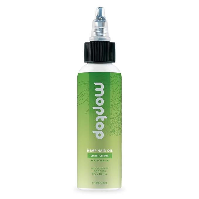 MopTop Hemp Seed Oil for Hair – Natural Hair Oil & Dry Scalp Treatment to Soothe Itchy Scalp, Reduce Flakes & Improve Moisture, Sulfate & Paraben Free Pre-Shampoo Hair Care (Light Citrus, 2oz)