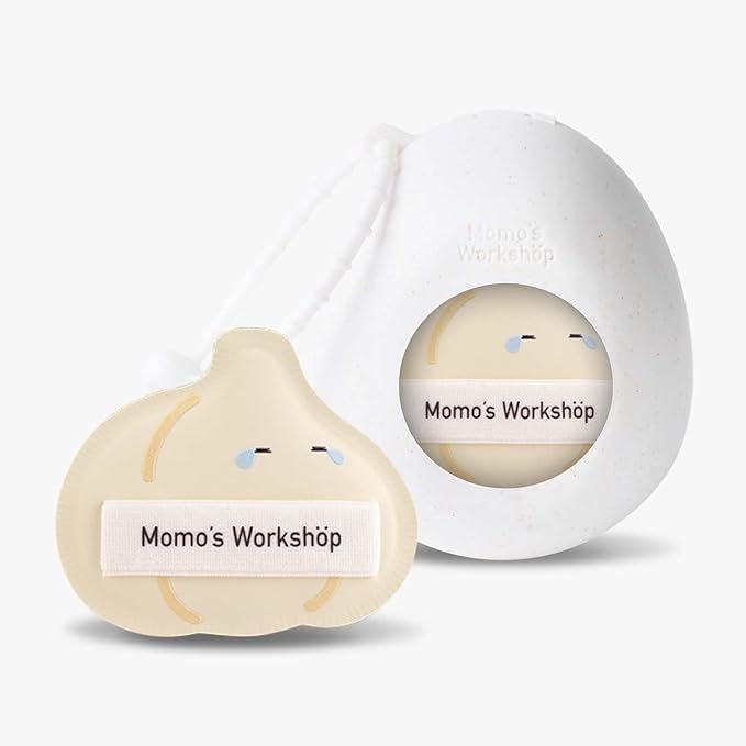 Momo's Workshop Crying Garlic Makeup Sponge 2-Pack, Hydrophilic PU for Sheer Finish, Dry&Wet Use,Pointed Tip for Concealer & Flat Side for Foundation, Flawless Sheer Finish with Travel Case