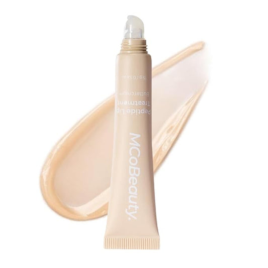 MCoBeauty - Peptide Lip Treatment - Buttercream - Clear Cream Shade - High Gloss Peptide Lip Balm & Plumper with Shea Butter - Hydrating Conditioning Lip Glaze for Soft Smooth Lips - Cruelty Free