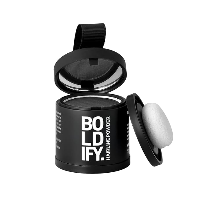 BOLDIFY Hairline Powder (LARGE, 10g) - Root Touch Up Hair Color for Gray Coverage - Bald Spot Concealing Hair Powder for Women & Men - 24-Hour Stain-Proof - Dark Gray
