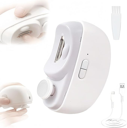 Electric Nail Clipper, 3 in1 Automatic Electric Nail Clipper with Polishing for Fingers and Toes, Toenail Clippers with 2 Adjustable Speeds for Senior Adults (White)