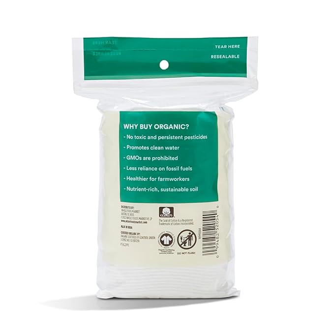 365 By Whole Foods Market, Facial Cleansing Pad Exfoliation Oval Organic, 50 Count