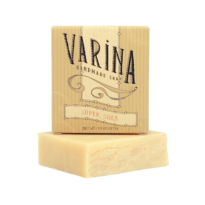 Varina Organic Super Shea Bar Soap - Gentle Cleansing for Sensitive Skin, Unscented - 3 Pack