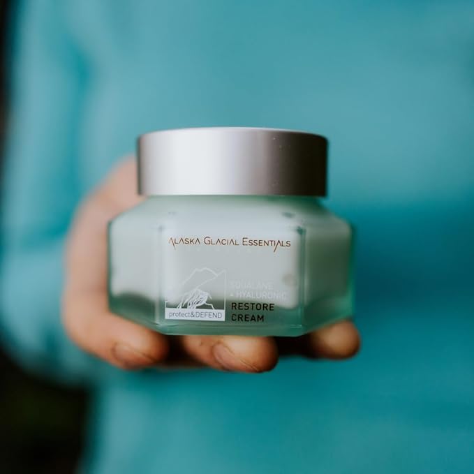 Alaska Glacial Squalane + Hyaluronic Restore Cream for Sensitive & Combo Skin | Deeply Hydrates, Firms, Softens Fine Lines | Lightweight Moisturizer – 50g
