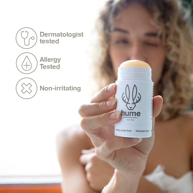 Hume Supernatural Aluminum Free Deodorant for Women & Men - Safe for Sensitive Skin - Probiotic, and Plant-Based - Long-Lasting Moisture Absorbing - Clean and Effective - Fragrance Free, 2-Pack