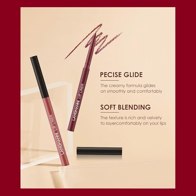 LANGMANNI 4pcs Matte Lipstick with Lipliners Durable Makeup Set,Long-Lasting Non-Stick Cup Not Fade Waterproof Pigmented Velvet Lipgloss Kit Beauty Cosmetics Makeup Gift for Girls(#3+4+6+12)