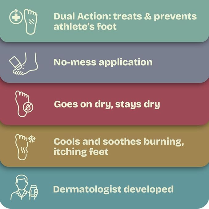 Athlete’s Foot Treatment Stick – Antifungal Stick for Athlete’s Foot, Tolnaftate 1%, Easy Glide-On No Mess Application – 4 Sticks in Total (2-Pack)