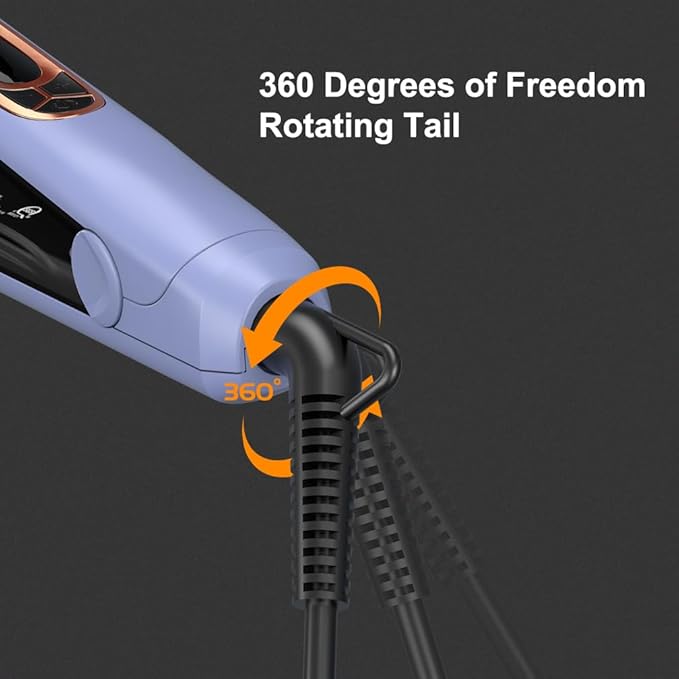 JINRI Hair Brush, Hair Iron, Pumped-Up Volume, Adjustable Temp, 360 ° Tail Rotation, Lasting Volume, for Short Or Thin Hair, Dual Voltage (100-240V), Volumizing Hair Iron, Blue, 1.32 inch