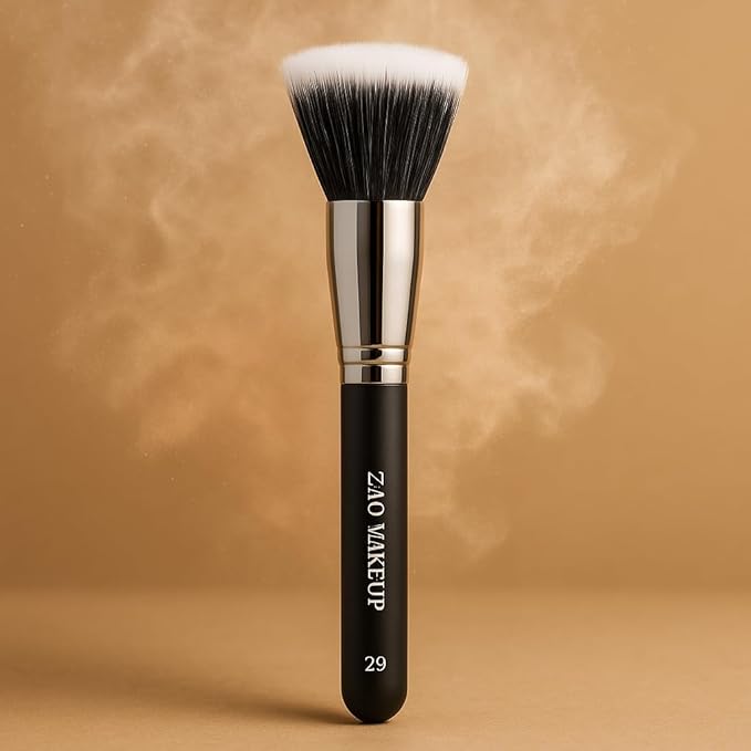 ZAQ Premium Duo Fiber Stippling Brush - The Ultimate Tool for Flawless Liquid Foundation Application, Blending, and Face Makeup