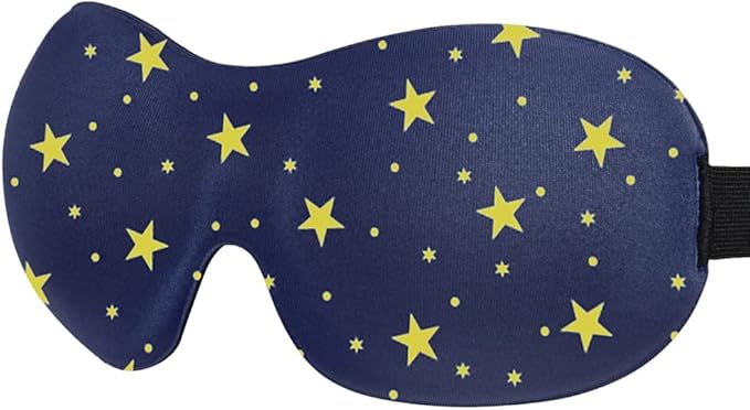 AMAZKER Cute Eye Mask Sleep Mask for Men Women Kids,2 Pack 3D Contoured Cup Sleeping Mask & Blindfold, Concave Molded Night Sleep Mask, Block Out Light (B-Stars, 1 Count (Pack of 1))