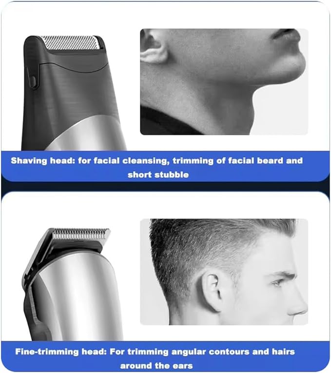 Trimmer for Men Features Waterproof Electric Razor for Your Needs Including Nose, Body, Face and Mustache, Cordless Hair Clippers Shavers for Men Grooming Kit, Silver Color