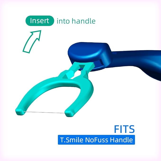 T.Smile NoFuss Dental Flosser Refill Heads, Extra-Strength Floss for Comfortable Clean, Fluoride Free, (120 Extra-Strength Floss Refills, Handle Not Included)