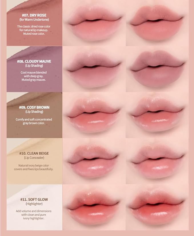 Heart Percent Dote On Mood Lip Pencil, Long-Lasting Creamy Lip Crayon Smooth Color Liner Retractable Lipstick Pencil 0.8g, #03. Oat Beige