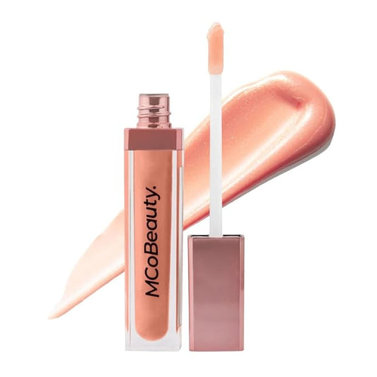 MCoBeauty - Lip Lights Shine Gloss - Nude Lip Gloss - High Shine Glass-Like Finish with Built-In LED Light & Mirror - Moisturizing Lightweight - Face Makeup
