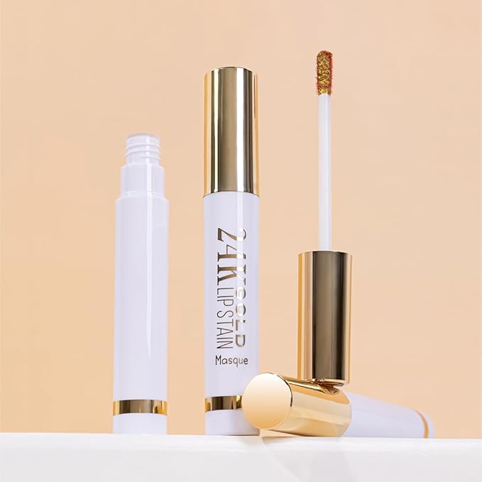 2Pcs 2025 New Gold Liquid Matte Lip Liner Stain Peel Off with Tweezer, Long Lasting, Waterproof Matte Lipstick Lip Gloss Tattoo for Women, Smudge-proof Non-Stick Cup Lip Tint Makeup 03#+04#
