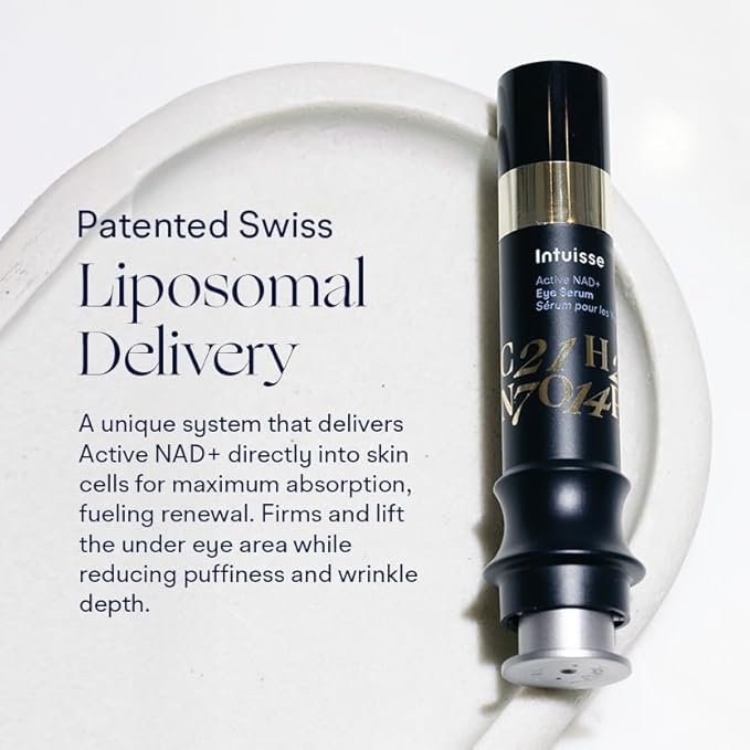 Intuisse Active NAD+ Eye Serum – Dark Circles, Puffiness, Fine Lines – 5% NAD+, Four Hyaluronic Acids & Swiss Liposomal Delivery – Lifting and Firming Formula – 5ml – Includes Applicator