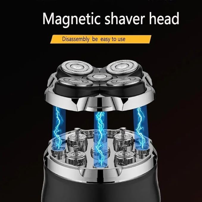 Head Shavers for Bald Men 5D Detachable Magentic Head Shaver Wet Dry Waterproof Cordless Type C Electric Razor Bald Head Shaver IPX8 Close Head Shaving Machine Rechargeable LED
