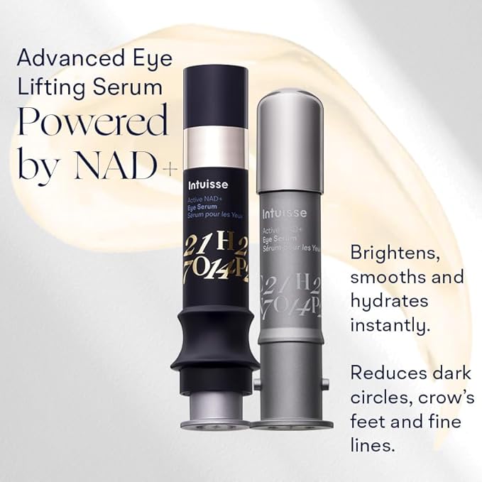 Intuisse Active NAD+ Eye Serum – Dark Circles, Puffiness, Fine Lines – 5% NAD+, Four Hyaluronic Acids & Swiss Liposomal Delivery – Lifting and Firming Formula – 2 x 5ml – Includes Applicator
