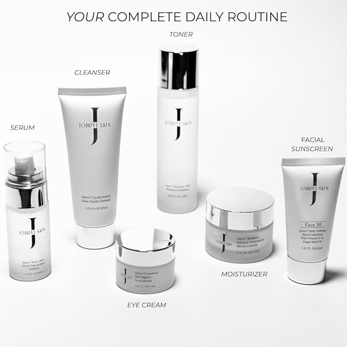 Jorovi Beauty Complete Skincare Set -6- Piece Regimen with Cleanser, Toner, Face Serum, Eye Cream, Facial Moisturizer, and SPF 50 Lotion Kit for Women & Teens (Skin care Gift Set)
