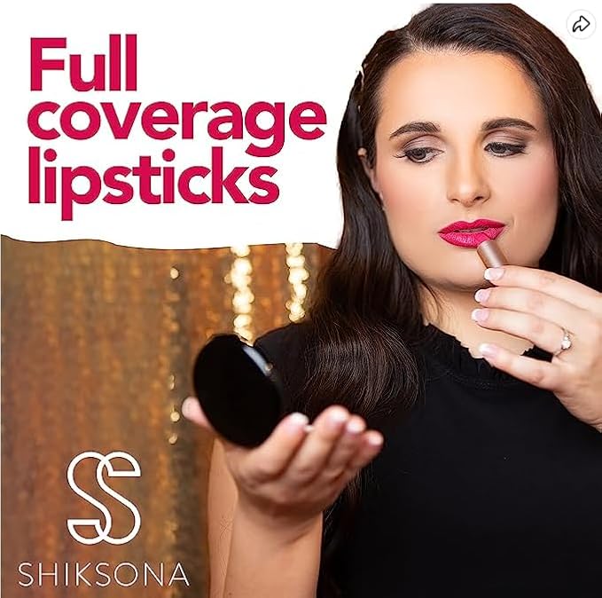ShikSona Full Coverage Split Bullet Matte Lipstick | Vegan | Gluten, Paraben and Cruelty Free, Creamy Lipstick in a Shimmer Peach/Cherry Red-Pink Matte combo (Working Vacation)
