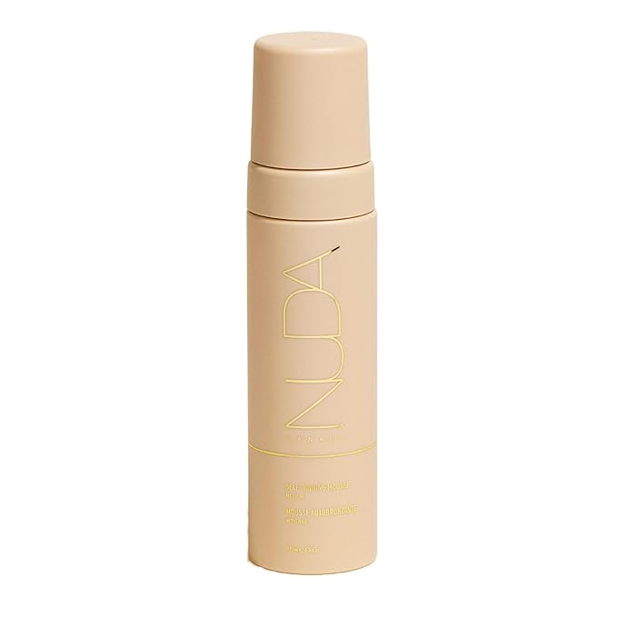 Nuda Medium BronzeFoam Self Tanning Mousse | Lightweight, Fast-Drying, & Streak-Free Sunless Tanner | with Hydrating Coconut Oil, Cucumber, Mango, Apricot, & Grapefruit | Easy to Apply, (190mL)