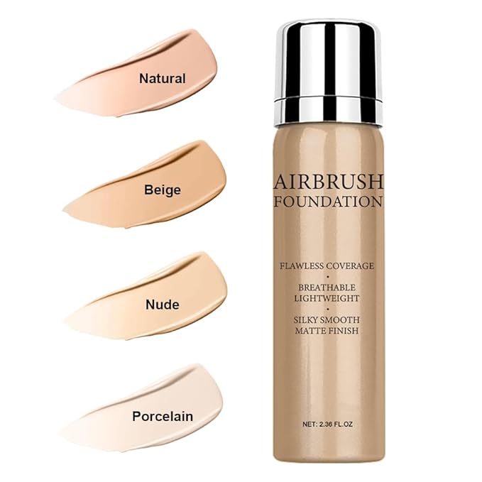 Airbrush Foundation Makeup Spray, Long Lasting Waterproof Full (#3 Nude) 2.36oz