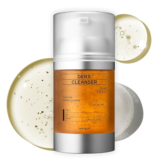 OGANA CELL DERX Revitalizing Facial Cleanser with Peptides & Walnut Microbeads - Gentle Exfoliating Gel To Foam for all Skin, Korean Clinic-Developed (120ml/4.05 fl.oz.)