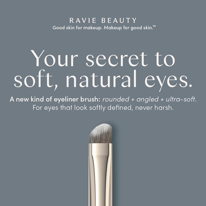 Ravie Beauty Soft Definition Eyeliner Brush – Angled, Ultra-Soft Precision Brush for Smudging, Blending & Natural Eye Definition