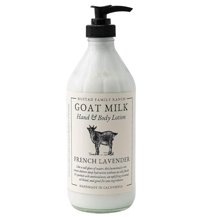 Goat Milk Lotion for Dry, Sensitive Skin – French Lavender Natural Body Moisturizer for Face, Hands & Body – Hydrating Non-Greasy Cream – Handmade in USA with Clean Ingredients 16oz