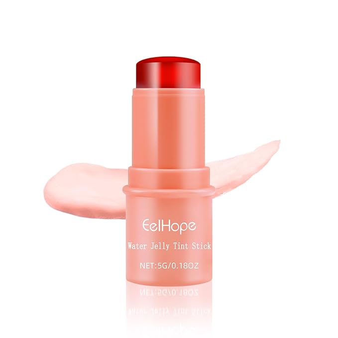 Cooling Water Jelly Tint, Makeup Lip Tint Jelly Blush Stick, Jelly Blush Stick Lip Stain, Sheer Lip & Cheek Stain, 1,000+ Swipes Per Stick, Vegan, Cruelty Free (Coral Color)