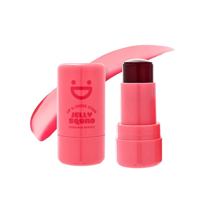 Jelly Squad Lip and Cheek Stain 2 in 1 Tinted Jelly Blush and Lip Stain Long Lasting Lightweight Natural Finish Goofy Cherry Pink, 0.28 FL.OZ/8G，pack of 1