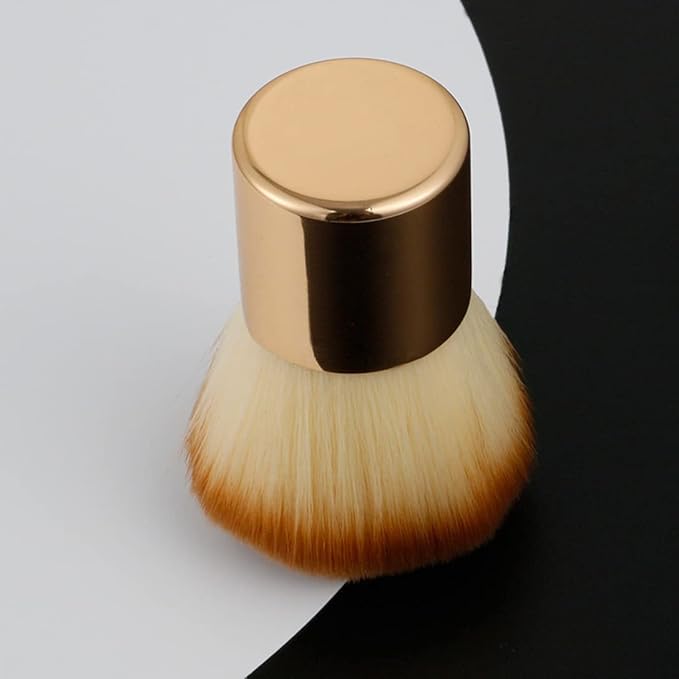 2 Pieces Kabuki Brushes Powder Brush Blush Brush Foundation Brush Bronzer Brush Face Blender Brush Mineral Blending Buffing Concealer Brush Multifunction Cosmetic Tools Portable Makeup Brush (Golden)