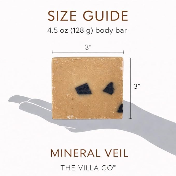 The Villa Co - Mineral Veil | 4.5oz Exfoliating Body Bar for Men | Artisan Made in USA | Natural Ingredients | Activated Charcoal | Rhassoul Clay | Sea Salt