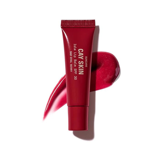 Cay Skin Isle Lip Balm SPF 30 – High Shine, Hydrating + Sheer Lip Gloss in Vanilla Brown Sugar Flavor – Formulated with Natural Ingredients for All Skin Tones – Bad Gyal Berry, 0.35 oz