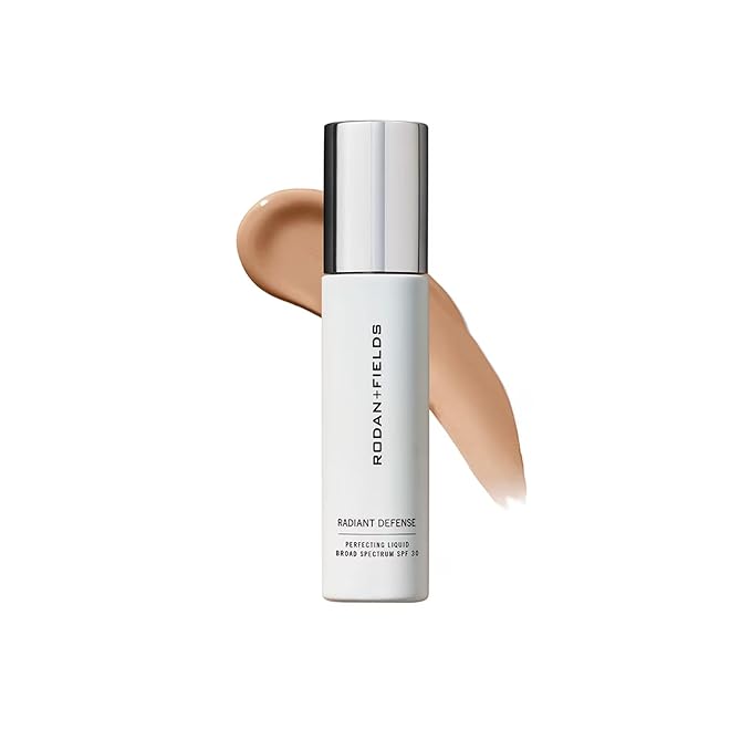 RODAN + FIELDS Radiant Defense Perfecting Liquid SPF 30 - Beige, 50 mL, 4-in-1 Makeup & Skin Care Beauty Solution, Face Sunscreen, Moisturizer, Light Foundation