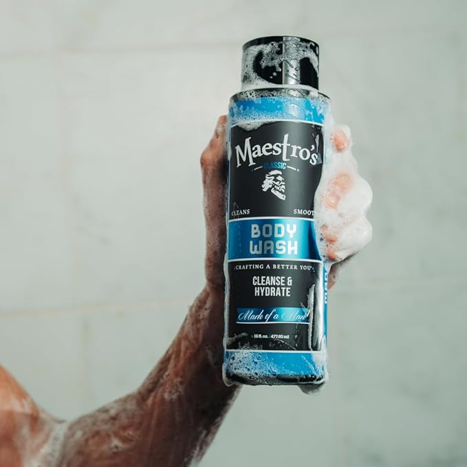 Maestro's Classic BATH WASH - Conditioning Bath Wash, Cleans and Hydrates, Mark of Man Blend, 16 Ounce