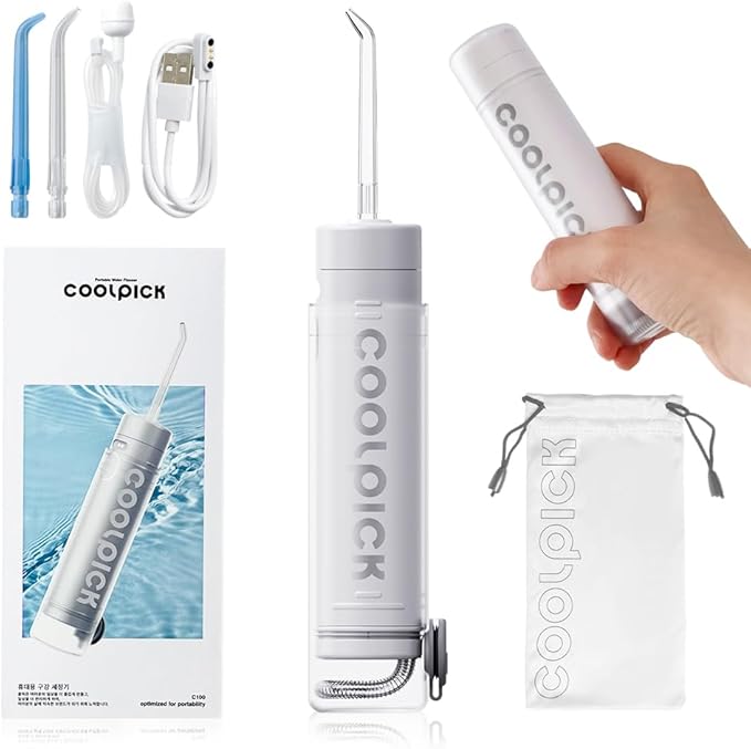 CoolPick Mini Water Flosser Travel Size – Portable Cordless Oral Irrigator, 3 Modes, IPX7 Waterproof, Teeth Cleaner for Braces and Gum Care, Compact Dental Device for Home & Travel, USB Rechargeable