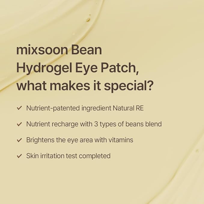mixsoon Bean Hydrogel Eye Patch 84 g / 2.96 oz. (30 pairs) Korean Glass Skin Care Under Patch Hydrating Radiance Easy Patch fore Korean Glass SKin Care