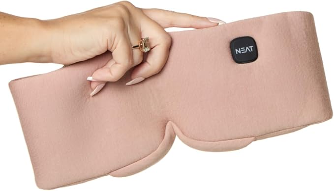 Neat Sunday Heated Eye Mask - Cordless Eye Mask for Dry & Tired Eyes - 4 Adjustable Temperature Settings - Rechargeable and Light Blocking, Washable Cover for Cleaning (Sunset Rose)