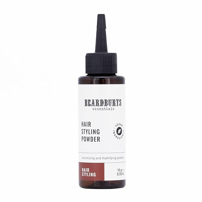 Beardburys Essentials Hair Styling Powder for Men, Volume & Texture Powder for Hair with Matte Effect, Natural & Vegan, 24h Hold, Leaves No Residue, Polvo Texturizador para Hombres, 0.56 Oz - 16g
