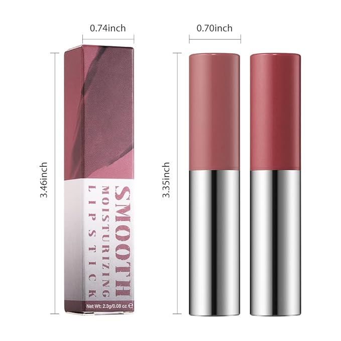 JUAAZIN 2Pcs Matte Lipstick Crayon - High Pigment Creamy Formula, Waterproof Long Lasting, Smooth Glide Application, Non-Sticklipstick, Ultra Thin Lightweight, Velvet Matte Lip Feel for Women 01#+03#