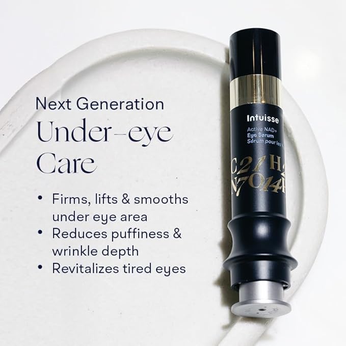 Intuisse Active NAD+ Eye Serum – Dark Circles, Puffiness, Fine Lines – 5% NAD+, Four Hyaluronic Acids & Swiss Liposomal Delivery – Lifting and Firming Formula – 2 x 5ml – Includes Applicator
