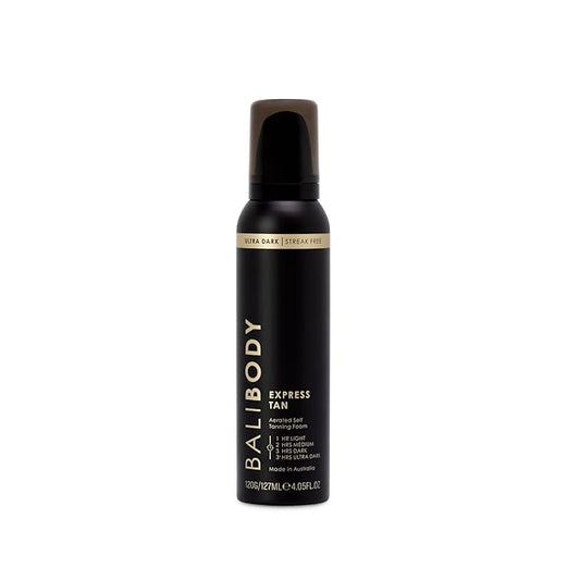 Bali Body 1 Hour Express Self Tan - Ultra Dark, Quick Drying Tanning Foam, Streak-Free Customizable Tanner | Suitable for All Skin Types, Vegan, Cruelty Free and Australian Made (127 ml/4.05 fl oz)