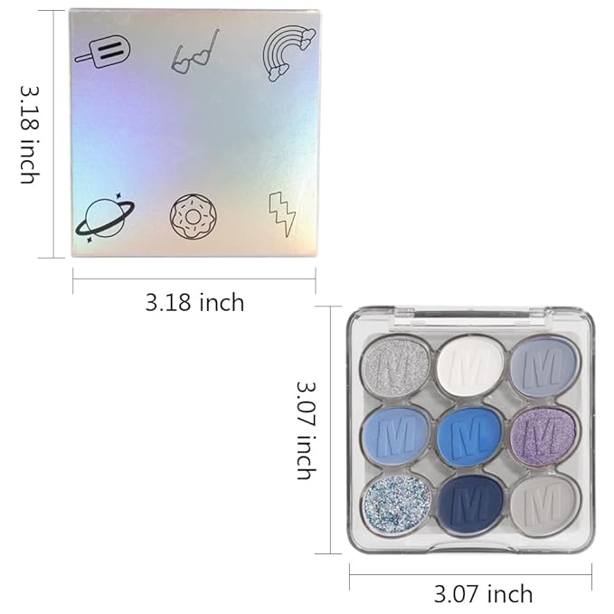 9 Colors Blue Silver Matte Shimmer Eyeshadow Palette