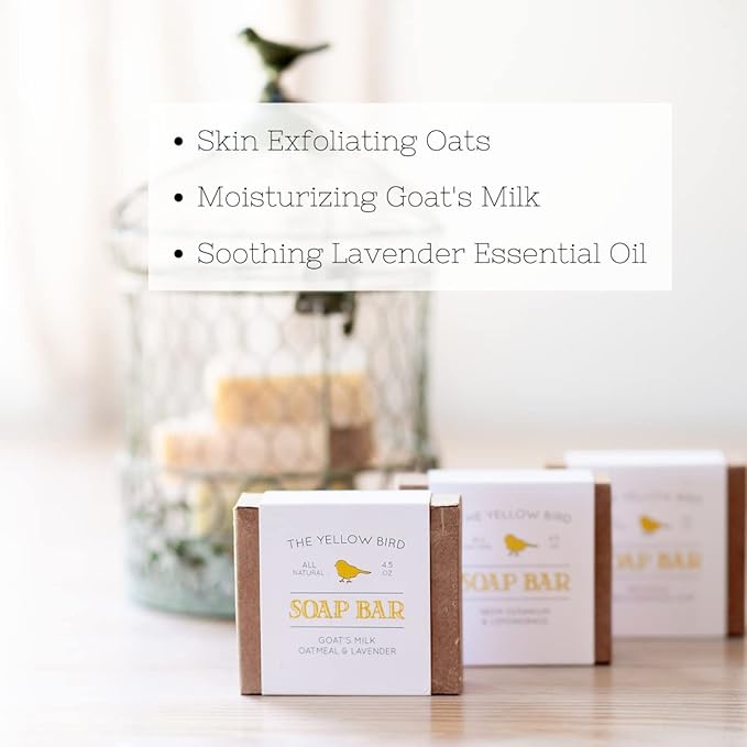The Yellow Bird Natural Bar Soap (Goat's Milk Lavender Oats, 2 Bar Pack)