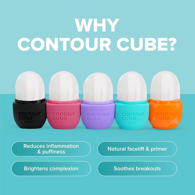 Contour Cube Mini - Revolutionary Ice Roller for Sculpting & De-Puffing - Face Ice Roller & Massager - Ice Mold for Face - Compact Skin Care Tools for Daily Skincare & Travel - Mint