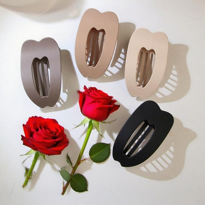 Flat Hair Clips for Women,4PCS Flat Hair Claw Clips for Women Large Matte No-Slip Hair Clip Duckbill Hair Clips for Thick and Thin Hair Strong Styling Hold Accessory (Matte neutral color)