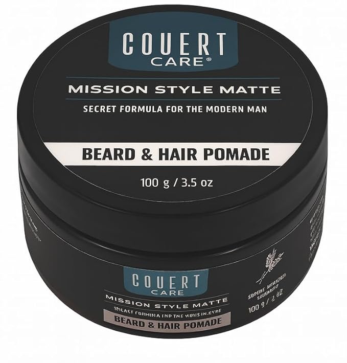 Covert Care Mission Style Matte Pomade for Beard & Hair – Infused with Barley Protein, Natural Matte Finish